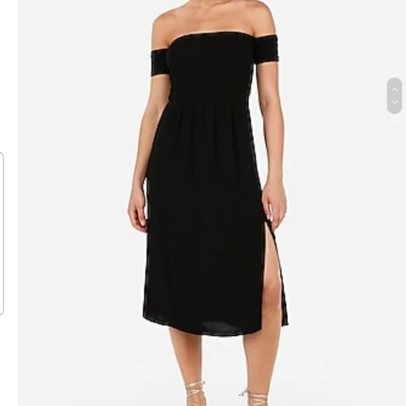 express black off the shoulder dress Off The Shoulder Mixed Media Drop Waist Maxi Dress With Pockets